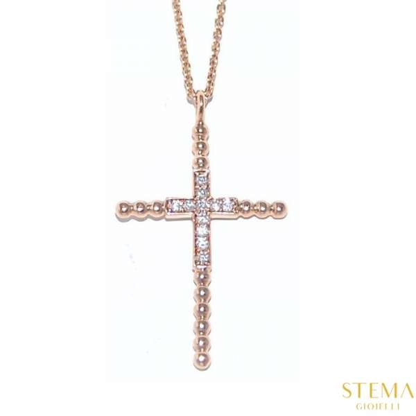 Collana Donna A Croce Con Ciondolo Crocifisso | Placcata Oro 14K, Ipoallergenica | Gioiello Moda Religioso | Catana A O Spessa E Chiusura A T